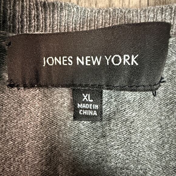 Jones New York Gray Lightweight Button Cardigan Sweater XL Rayon Nylon Blend - Picture 4 of 6